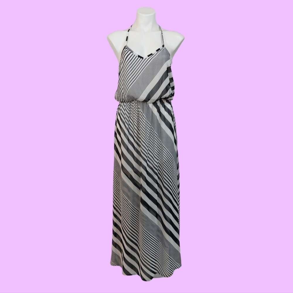 Arden B Striped Halter Maxi Dress Women's Sz Small Summer Casual - Picture 7 of 7